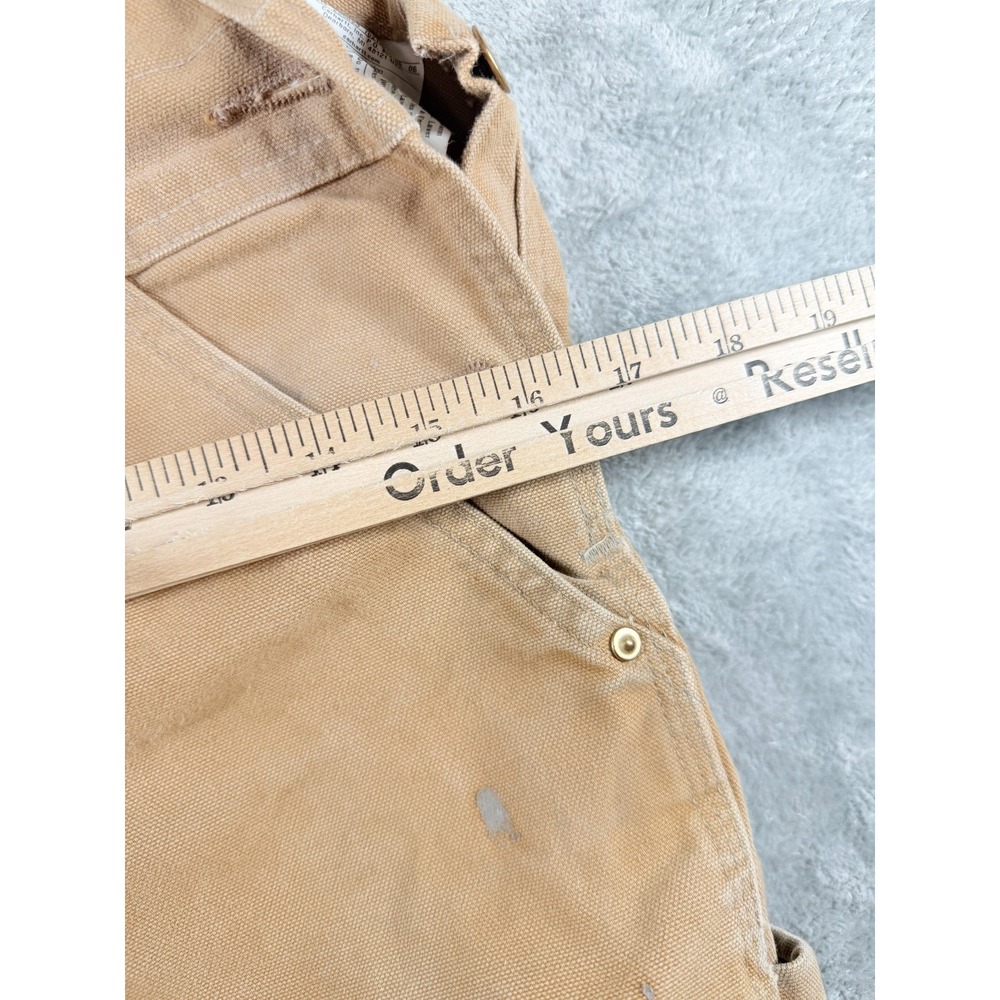 Carhartt R01 Bib Overalls Mens 32x30 Brown Duck Double Knee Workwear - Picture 9 of 12